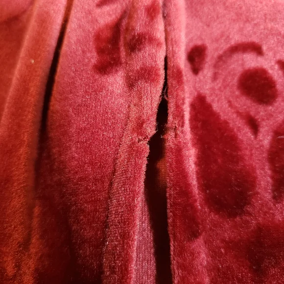 VTG 90s Wine red velvet Tank Dress Maxi with embossed Rose pattern - Picture 9 of 9